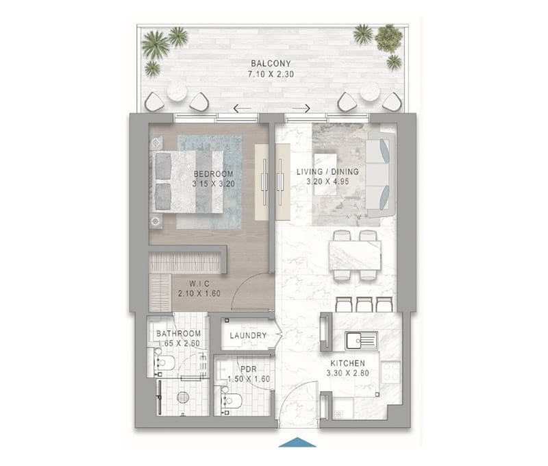 Chelsea Residences 1BR Apartment Floor Plan