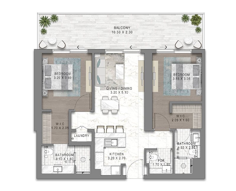 Chelsea Residences 2BR Apartment Floor Plan