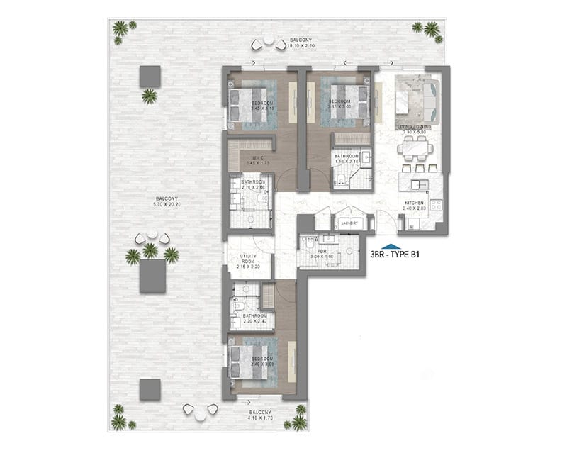 Chelsea Residences 3BR Apartment Floor Plan